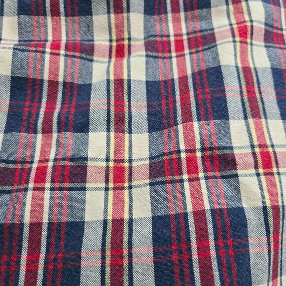 L.L. Bean Men S Reg Red Blue Plaid Button Up Denim Long Sleeve Shirt - Picture 11 of 11